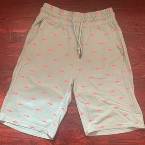 Shark Print Shorts in Gray and Pink